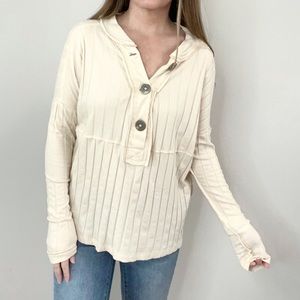 WE THE FREE Free People In The Mix wide ribbed half button top size XS